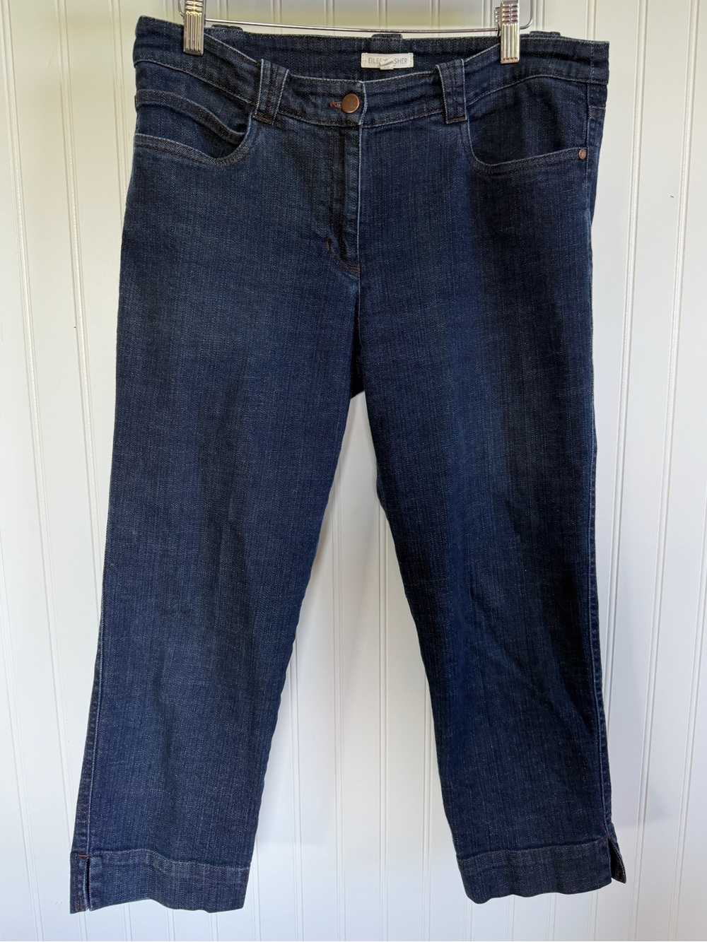 Eileen Fisher Women’s M Denim Dark Blue Capri Cropped Jeans Preppy Casual